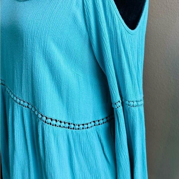 Umgee BOHO Midi Turquoise Off Shoulder w/Long Sleeve Loose Fitting Size Medium - Picture 2 of 8